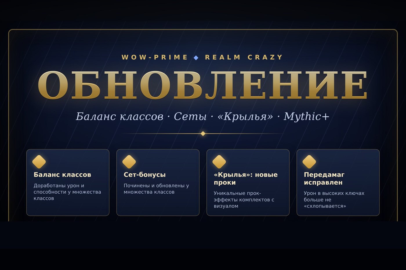 CRAZY: большое обновление баланса классов