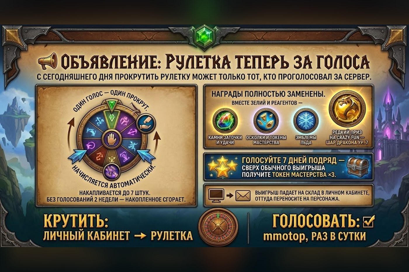 Рулетка теперь за голоса